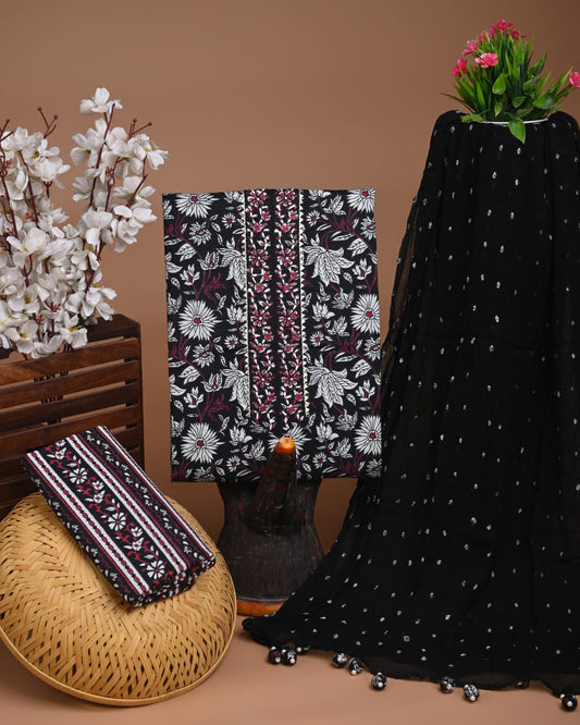 Premium Cotton Suit with Chiffon Dupatta – Zari Gotapatti Work (BACOTGC09)