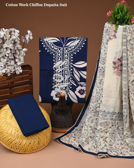 Premium Cotton Suit with Chiffon Dupatta – Zari Gotapatti Work (BACOTGC15)