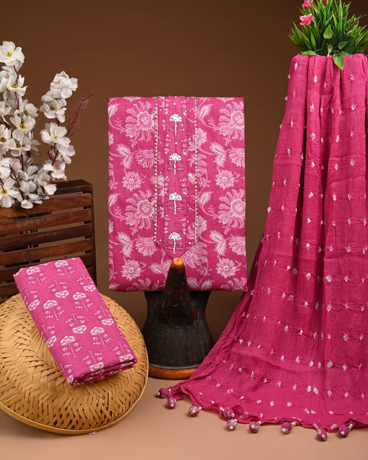 Premium Cotton Suit with Chiffon Dupatta – Zari Gotapatti Work (BACOTGC12)