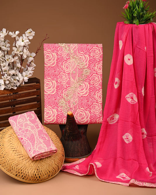 Premium Cotton Suit with Chiffon Dupatta – Zari Gotapatti Work (BACOTGC16)