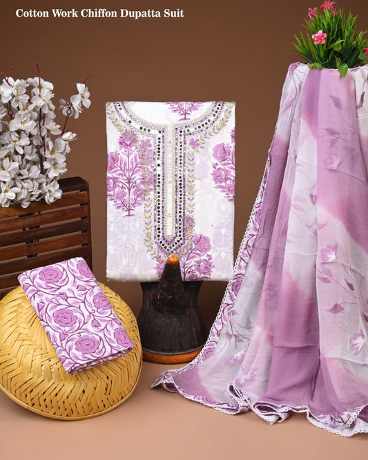 Premium Cotton Suit with Chiffon Dupatta – Zari Gotapatti Work (BACOTGC17)