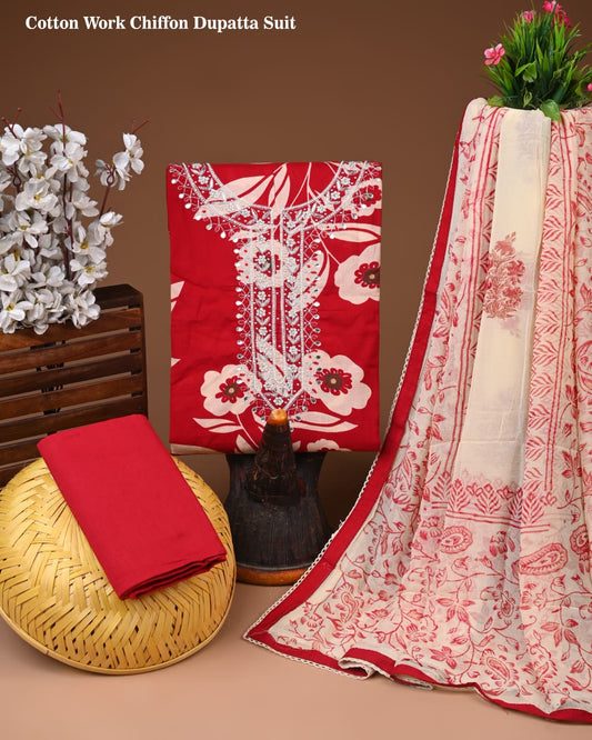 Premium Cotton Suit with Chiffon Dupatta – Zari Gotapatti Work (BACOTGC20)