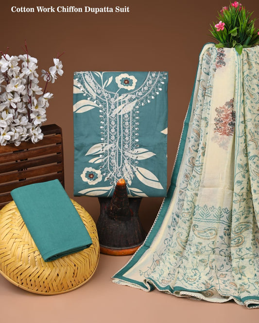 Premium Cotton Suit with Chiffon Dupatta – Zari Gotapatti Work (BACOTGC24)