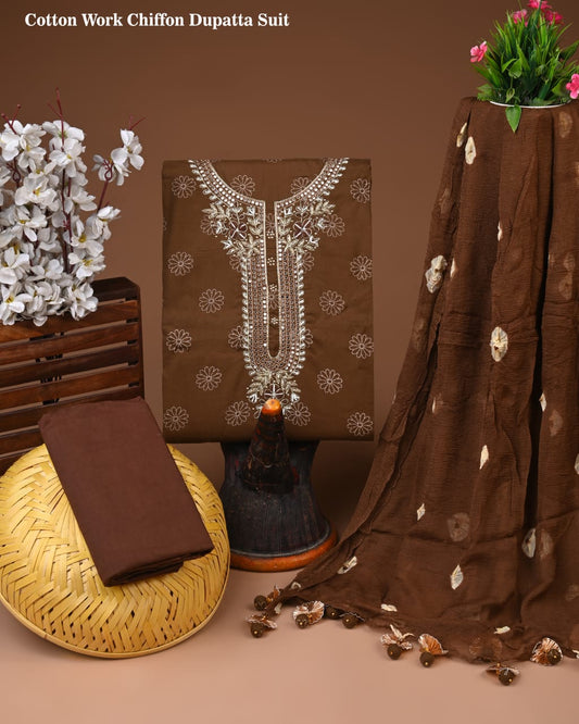 Premium Cotton Suit with Chiffon Dupatta – Zari Gotapatti Work (BACOTGC26)
