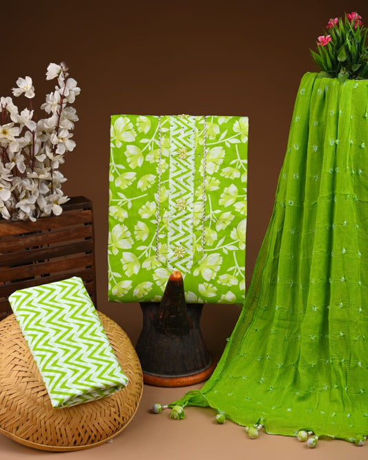 Premium Cotton Suit with Chiffon Dupatta – Zari Gotapatti Work (BACOTGC29)