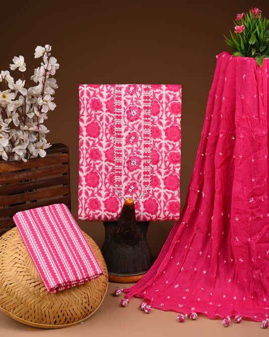 Premium Cotton Suit with Chiffon Dupatta – Zari Gotapatti Work (BACOTGC30)