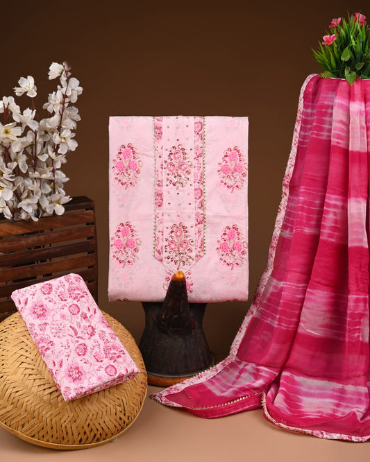 Premium Cotton Suit with Chiffon Dupatta – Zari Gotapatti Work (BACOTGC31)