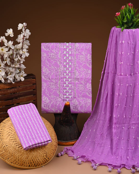 Premium Cotton Suit with Chiffon Dupatta – Zari Gotapatti Work (BACOTGC33)