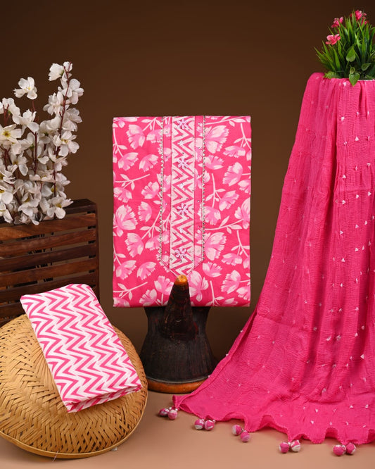 Premium Cotton Suit with Chiffon Dupatta – Zari Gotapatti Work (BACOTGC34)