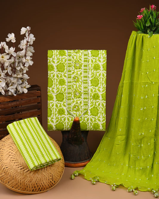 Premium Cotton Suit with Chiffon Dupatta – Zari Gotapatti Work (BACOTGC35)