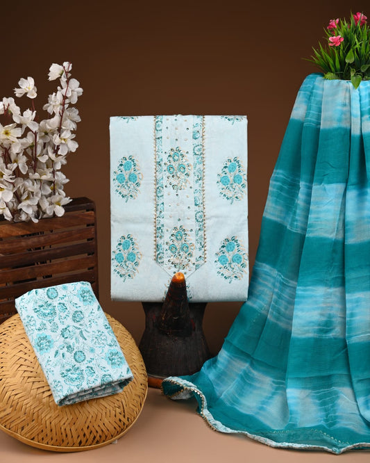 Premium Cotton Suit with Chiffon Dupatta – Zari Gotapatti Work (BACOTGC36)