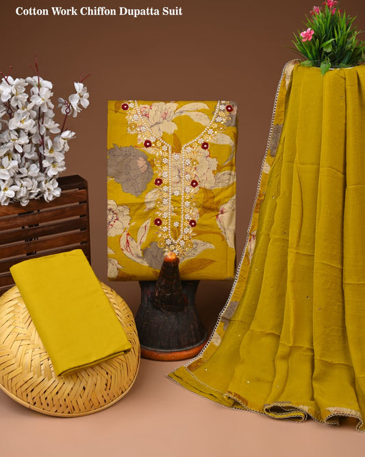Premium Cotton Suit with Chiffon Dupatta – Zari Gotapatti Work (BACOTGC40)