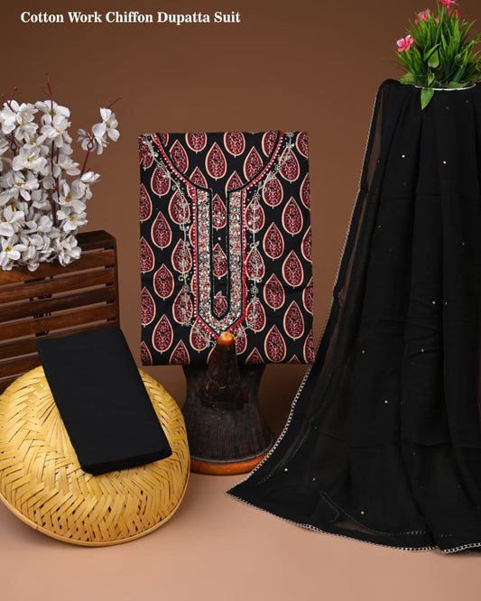 Premium Cotton Suit with Chiffon Dupatta – Zari Gotapatti Work (BACOTGC41)