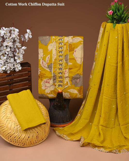 Premium Cotton Suit with Chiffon Dupatta – Zari Gotapatti Work (BACOTGC43)