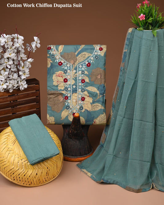 Premium Cotton Suit with Chiffon Dupatta – Zari Gotapatti Work (BACOTGC44)