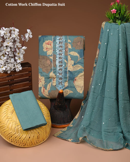Premium Cotton Suit with Chiffon Dupatta – Zari Gotapatti Work (BACOTGC46)