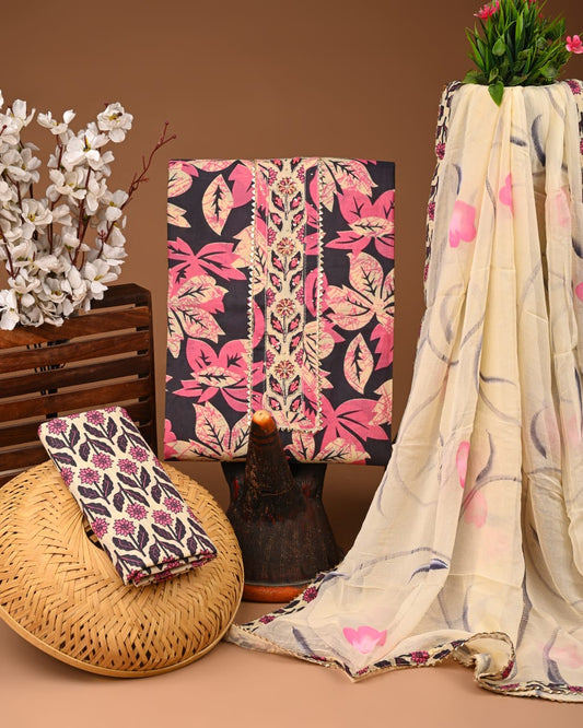 Premium Cotton Suit with Chiffon Dupatta – Zari Gotapatti Work (BACOTGC48)