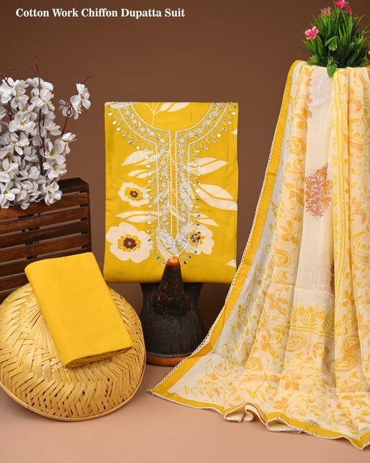 Premium Cotton Suit with Chiffon Dupatta – Zari Gotapatti Work (BACOTGC49)