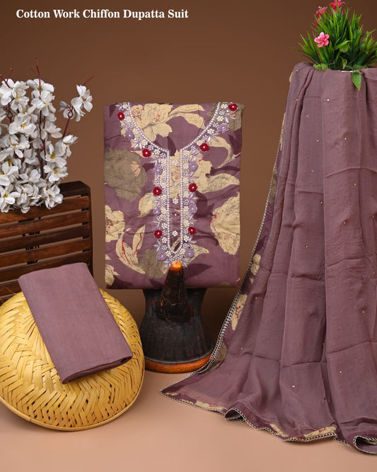 Premium Cotton Suit with Chiffon Dupatta – Zari Gotapatti Work (BACOTGC50)