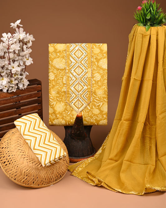 Premium Cotton Suit with Chiffon Dupatta – Zari Gotapatti Work (BACOTGC51)