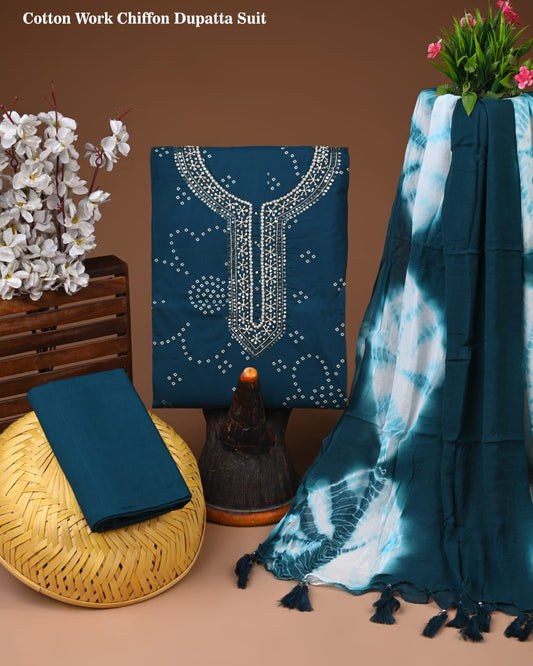 Premium Cotton Suit with Chiffon Dupatta – Zari Gotapatti Work (BACOTGC52)