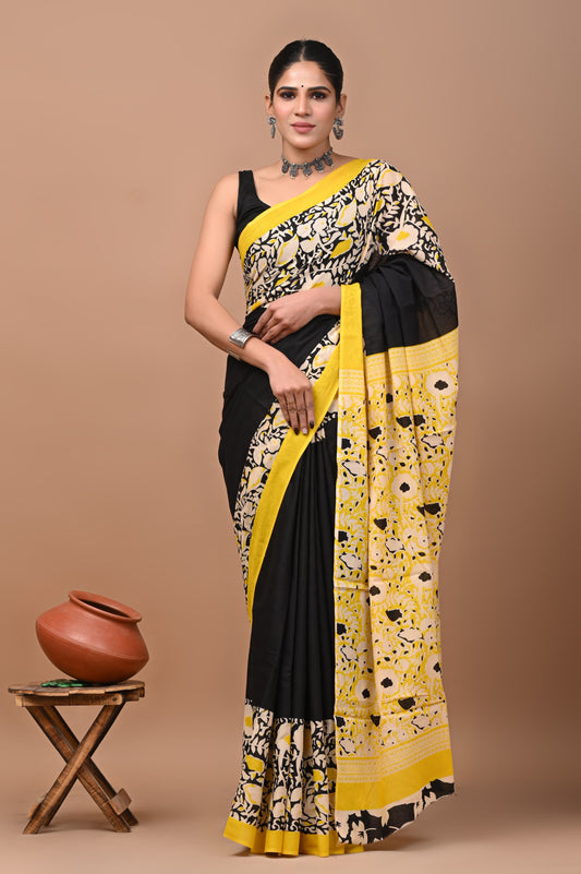 Premium Cotton Saree with Blouse Piece (BACS46)